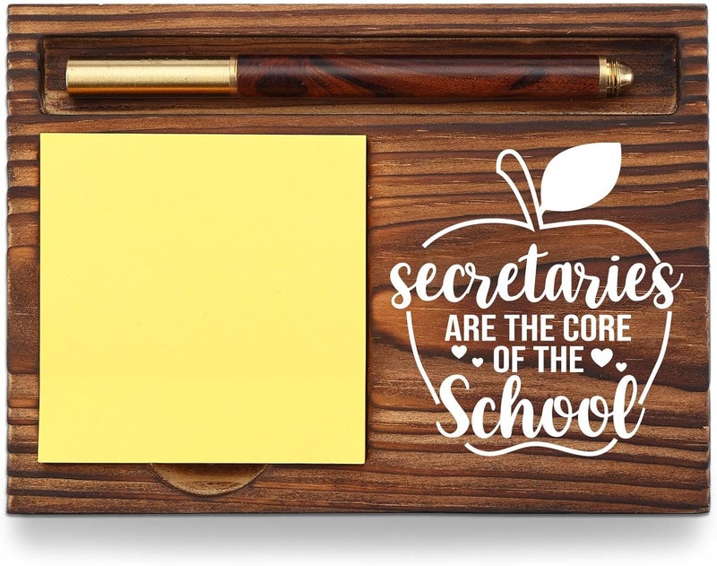 YODOCAMP School Secretary Gifts Sticky Note Holder Wooden, Thank You Appreciation Gift for Secretary School Receptionist Assistant Front Office Crew, Office Decor Desk Self-Stick Note Pad Holders TZP12 - Image 1